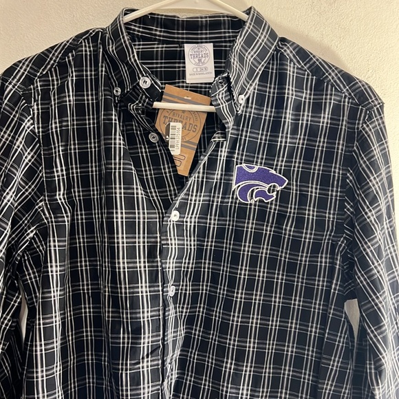 NEW Rivalry Threads Men's Black Plaid Long Sleeve Kansas State Shirt Sz SM - Picture 4 of 7
